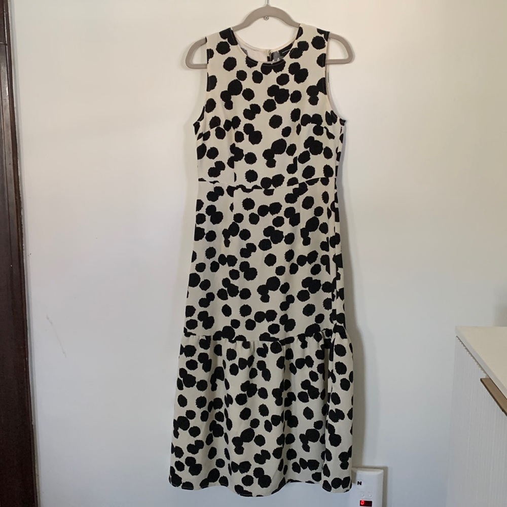 Who What Wear Sleeveless Tiered Polka Dot Midi Dress Size Medium